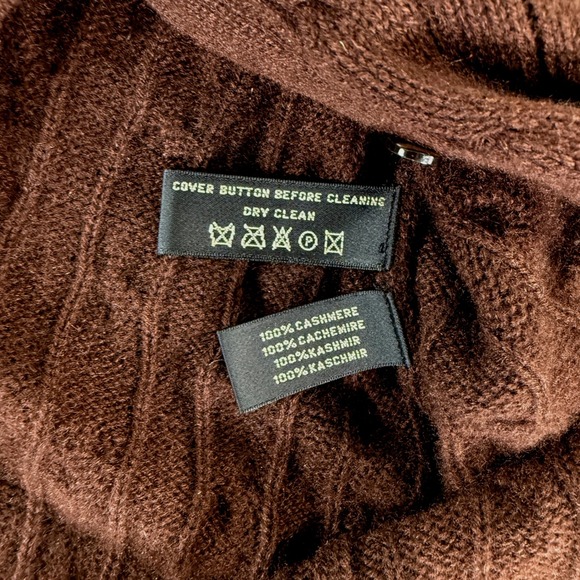 Vintage Ralph Lauren Black Label Cashmere Cable Knit Long Cardigan Brown Medium - Picture 5 of 12